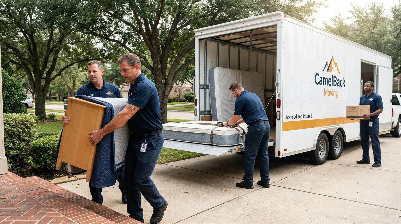 Crew loading residential truck for cross-state move from Ambridge, PA